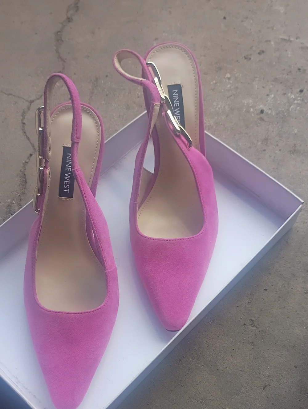 Nine West Pink Suede Slingback Pointed-Toe Pumps